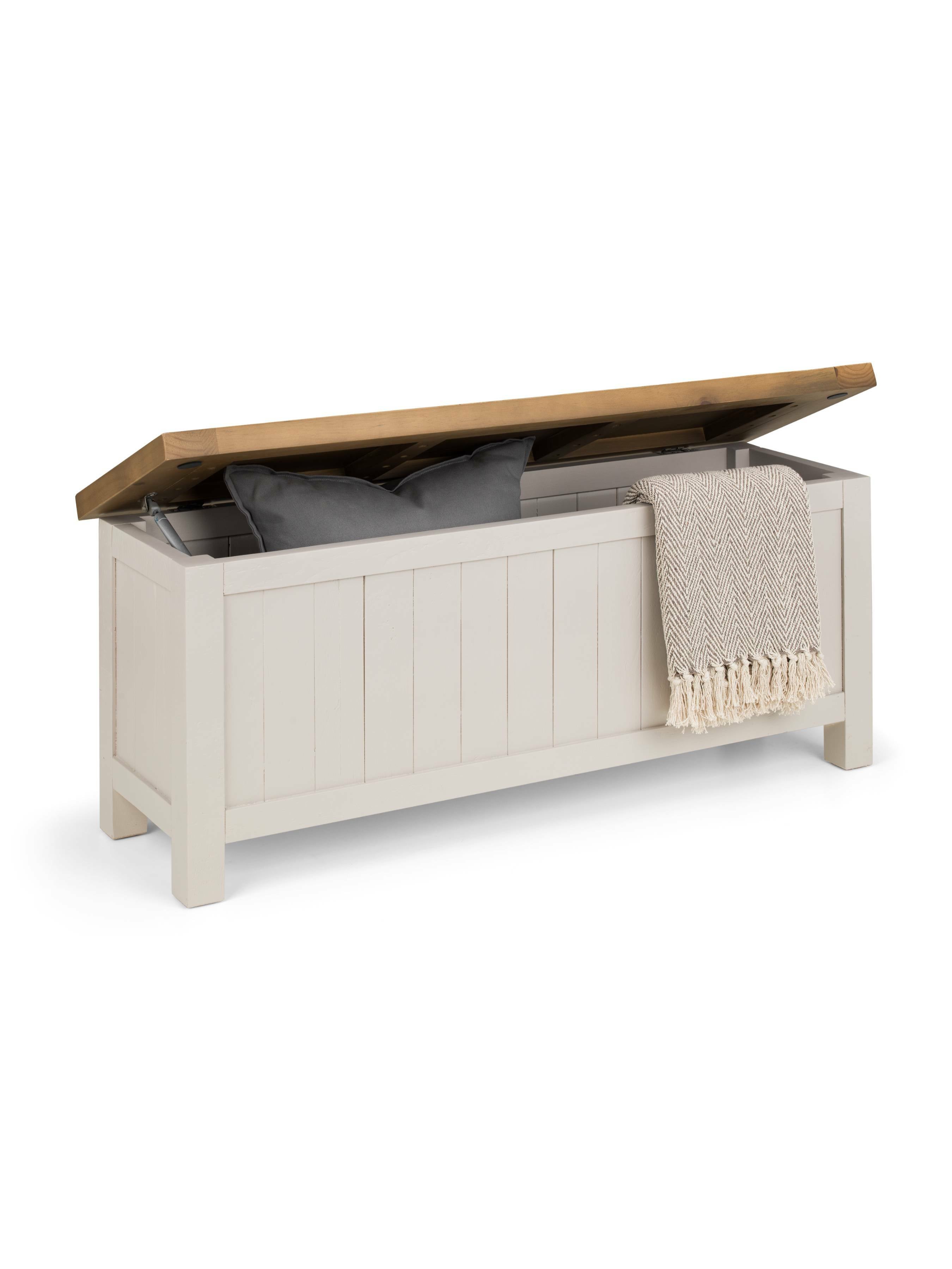 Maple Grey Pine Wood Storage Bench